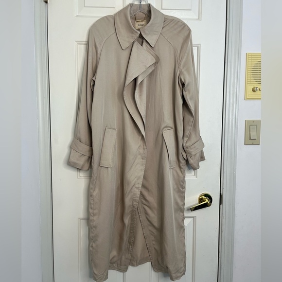 NWT Elie Tahari Open-front Casual Trench Coat S Beige/Cream - Picture 2 of 14